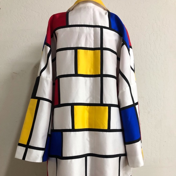Inspired by Piet Mondrian Silk Duster Coat - Picture 6 of 7